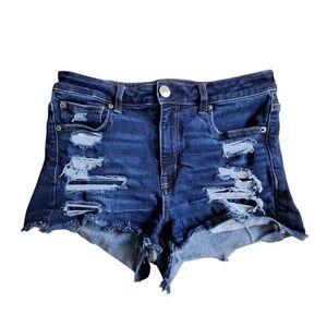 American Eagle Outfitters Women Denim Distressed Ripped High Rise Shorts Size 8